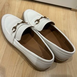 A new day white and gold loafers